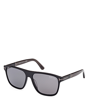 Shop Tom Ford Black Polarized Square Sunglasses, 58mm In Black/gray Polarized Solid