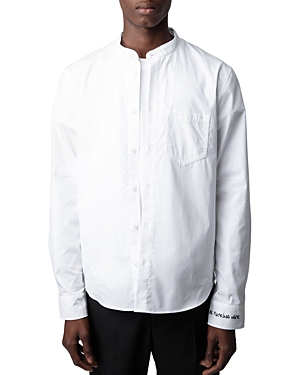 Shop Zadig & Voltaire Sydney Officier Poplin Button Front Shirt In Blanc