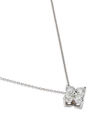 Diamond Flower Pendant Necklace in 14K White Gold, 1.0 tcw