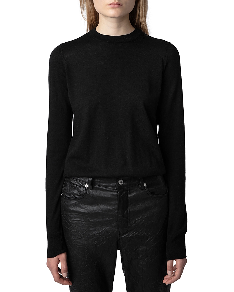 Zadig & Voltaire Emma Wool Crewneck Sweater In Noir