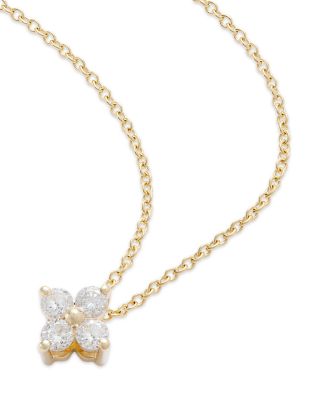 Diamond Flower Pendant Necklace in 14K Yellow Gold, 0.25 tcw