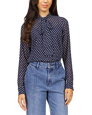 Michael Kors Michael  Bow Blouse In Midnight Blue