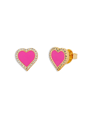 KATE SPADE KATE SPADE NEW YORK TAKE HEART PAVE PINK HEART STUD EARRINGS IN GOLD TONE