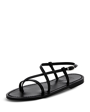 Kjacques K.jacques Women's Muse Leather Strappy Flat Thong Sandals In Noir