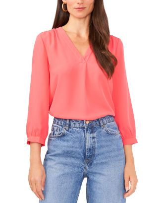 VINCE CAMUTO V Neck Blouse | Bloomingdale's