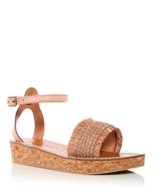 K.Jacques - Women's Atribis Raffia Trim Platform Ankle Strap Sandals
