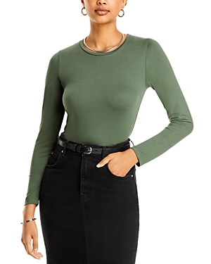 Shop Majestic Crewneck Long Sleeve Tee In Mousse