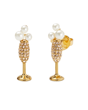 Kate Spade Champagne Glass Stud Earrings In Gold/white