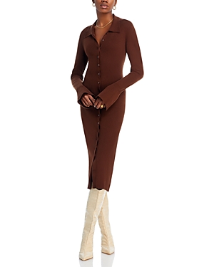 Shop Paige Sundara Slim Midi Dress In Chocolate Brown