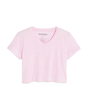 Katiejnyc Girls' Courage Cropped V Neck Tee - Big Kid In Baby Pink