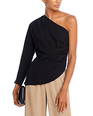 Shop Grey Lab Asymmetric One Shoulder Top In Black