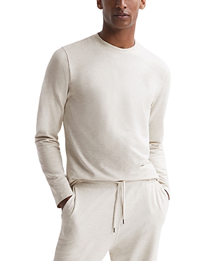 Reiss Oatmeal Melange Adam Crew Neck Fleece Lined Jumper In Oatmeal Melan