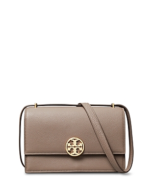 Tory Burch Women's Miller Pebbled Leather Shoulder Bag In Wild Mushroom/silver