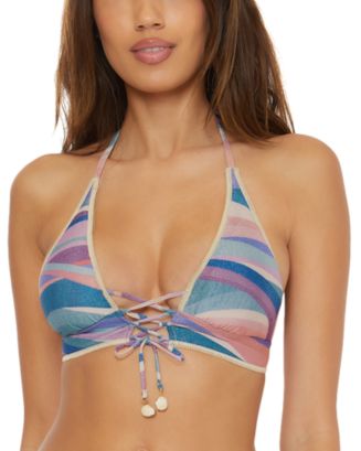 Becca by Rebecca Virtue Womens Bonita Plunge Halter Bikini Swim Top Blue main image 0
