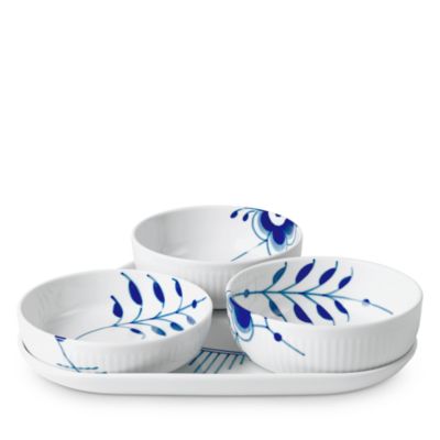 Blue Fluted Mega 4 Piece Serving Set