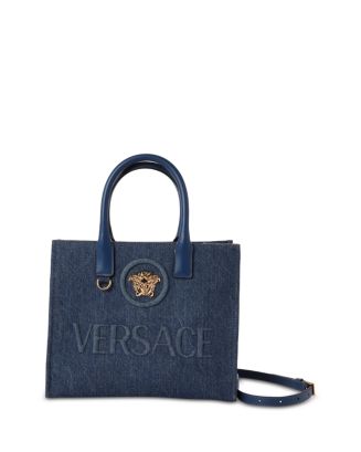 Versace La Medusa Small Denim Tote | Bloomingdale's Handbags