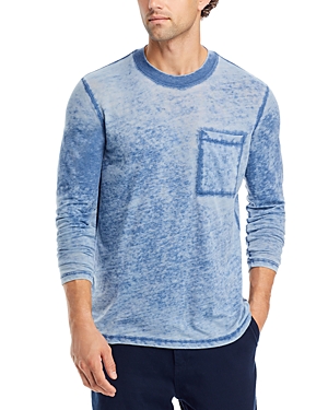 Shop Atm Anthony Thomas Melillo Burnout Long Sleeve Pocket Tee In Burnout Chambray