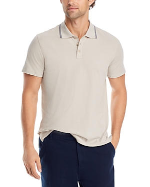 Shop Atm Anthony Thomas Melillo Classic Cotton Jersey Tipped Regular Fit Polo Shirt In Dove Gray