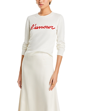 Cinq À Sept Cinq A Sept L'amour Wool Sweater - 100% Exclusive In Ivory/cherry Tomato