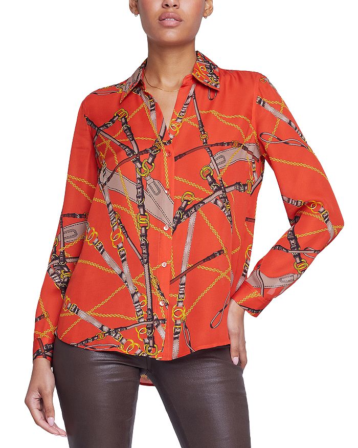 L'AGENCE Nina Long Sleeve Silk Shirt | Bloomingdale's