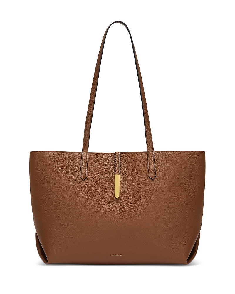 Demellier Tokyo Tote Grain Leather Bag In Tan/gold