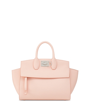 Shop Ferragamo Studio Soft Small Leather Top Handle Bag In Nylund Pink/silver