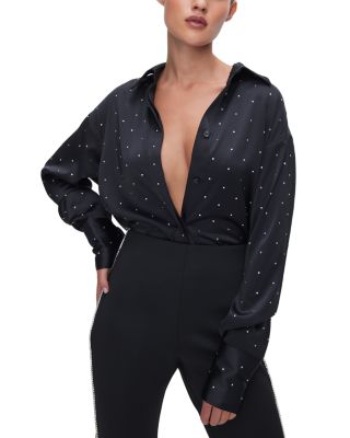 Good American - Embellished Satin Shirt