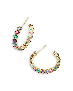 Kendra Scott Cailin Cubic Zirconia C Hoop Earrings In 14k Gold Plated In Gold Multi Mix
