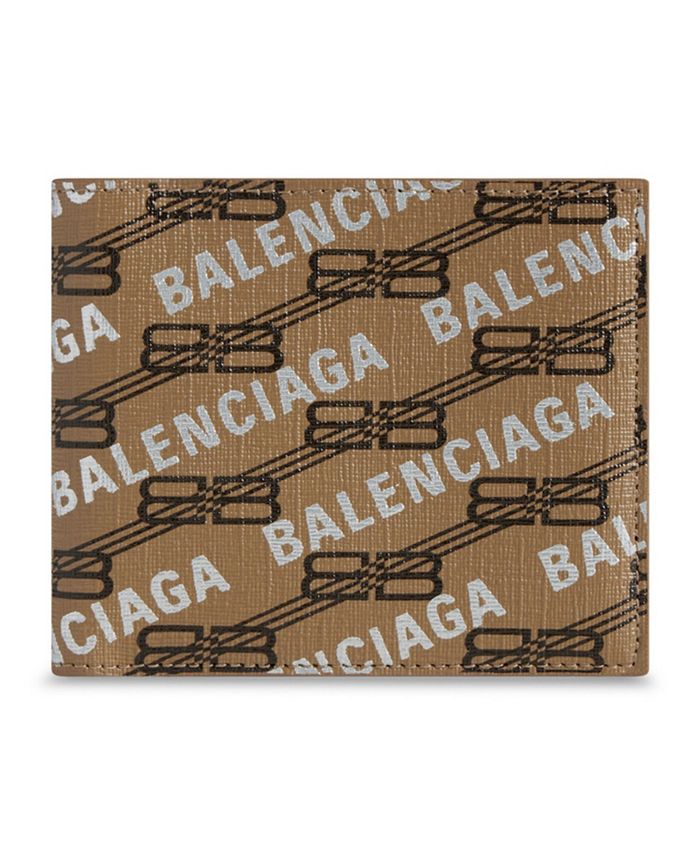 Balenciaga Signature Square Folded Wallet BB Monogram Coated Canvas And  Allover Logo
