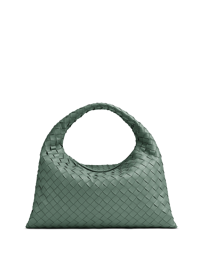 Bottega Veneta Small Hop Shoulder Bag In Intrecciato Leather In Green