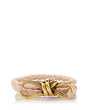 Shop Bottega Veneta Women's Andiamo Knot Leather Belt In Lotus/brass