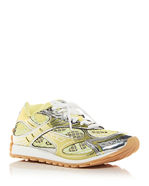 Bottega Veneta Orbit Metallic Net Runner Sneakers In Limone