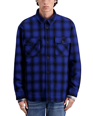 The Kooples Printed Long Sleeve Button Front Shirt Jacket In Blue/black