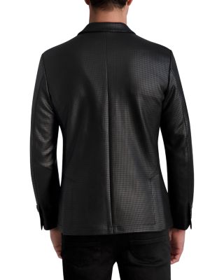 Glossy Textured Houndstooth Slim Fit Blazer 