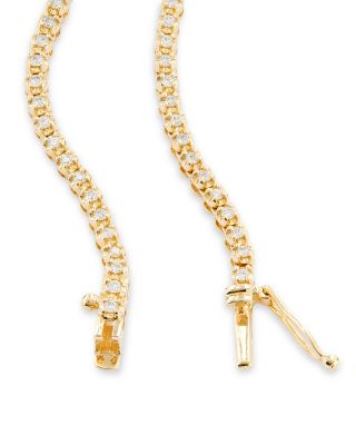 Emerald &amp; Diamond Station Tennis Necklace in 14K Yellow Gold, 16.5&amp;quot;