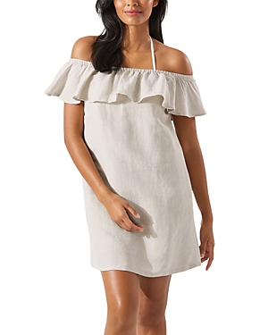 Tommy Bahama Off-the-shoulder Dress Swim Cover-up In Twill