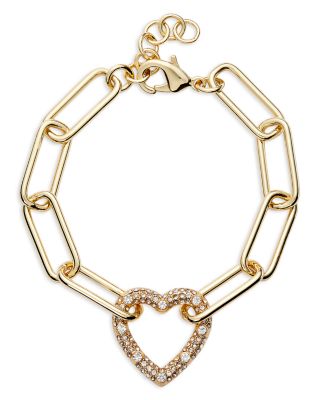 AQUA - Paperclip Crystal Heart Pendant Bracelet - Exclusive