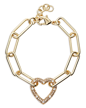 Aqua Paperclip Crystal Heart Pendant Bracelet - 100% Exclusive In Gold