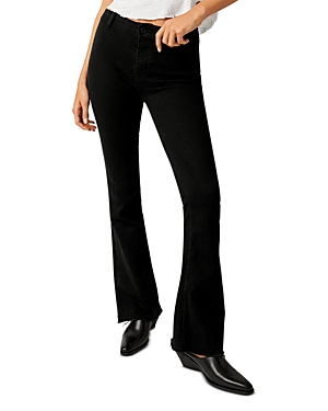 Free People Level Up Side Slit Bootcut Jeans In Pitch Black