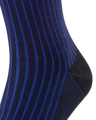 Mercerized Cotton & Nylon Two Tone Stripe Jacquard Dress Socks