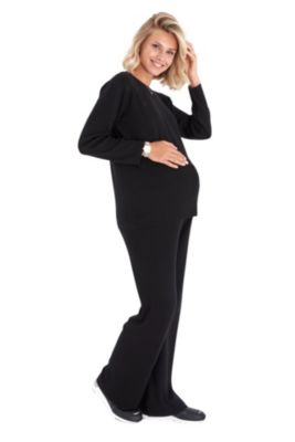 Effortless Elegance Set with Rib Side Zip Long Sleeve Materity/Nursing Top &amp; Lounge Pants