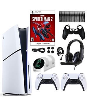 PS5 Spider Man 2 Console with Extra White Dualsense Controller and Accessories Kit