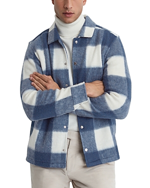 Reiss Scott Regular-fit Checked Brushed-woven Overshirt In Blue