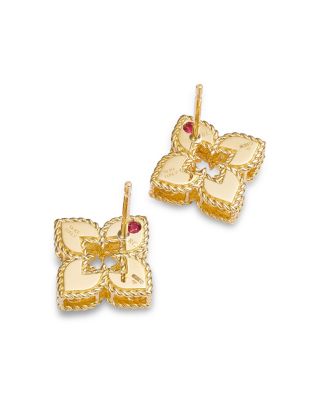 18K Yellow Gold Petite Venetian Princess Diamond Quatrefoil Stud Earrings