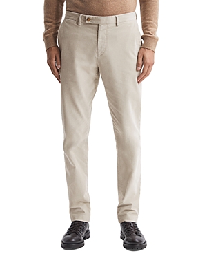 Reiss Strike Slim Fit Brushed Cotton Trousers In Oatmeal