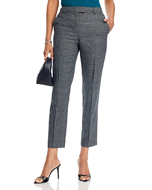 Hugo Boss Tamata Checkered Ankle Trousers In Emerald Night