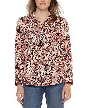 Shop Liverpool Los Angeles Flap Pocket Shirt In Abstract Animal