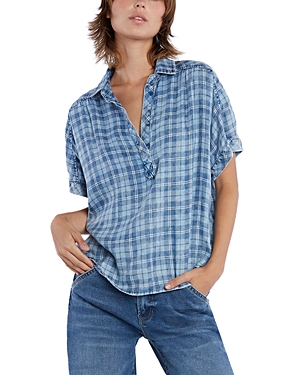 Billy T Sally Popover Top In Blue Scotch