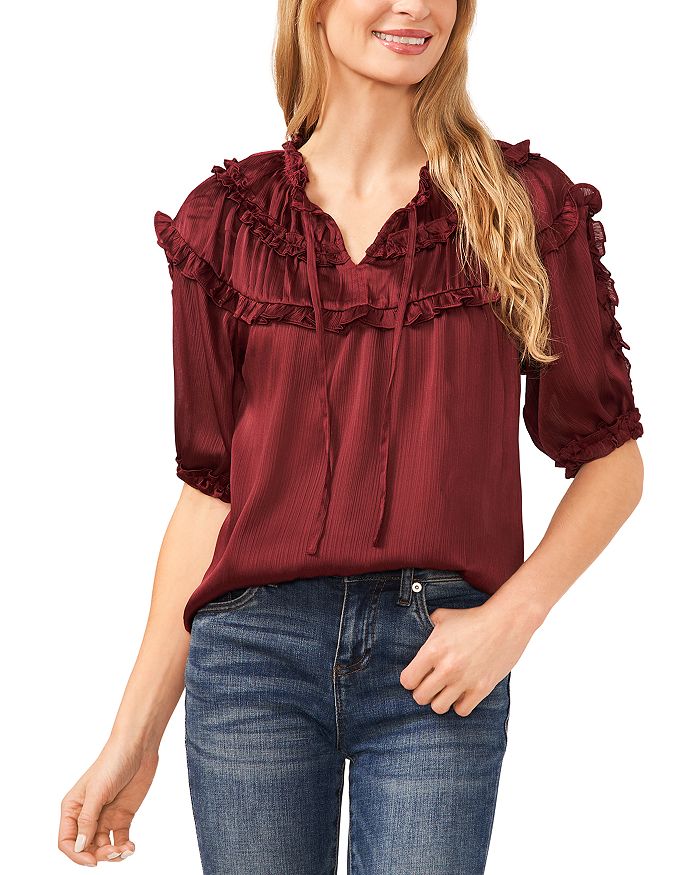 CeCe Ruffled Yoke Top | Bloomingdale's
