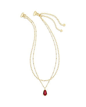 Kendra Scott Alexandria Multi Strand Necklace In 14k Gold Plated Or Rhodium Plated, 16.75 In Gold/cranberry Illusion
